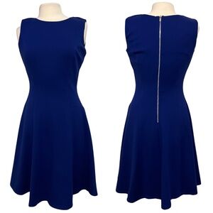 Peter Nygard Dress Sz 8 Blue A-Line Flare Sleeveless Professional Work